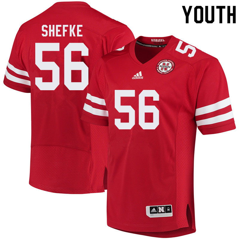 Youth #56 Collin Shefke Nebraska Cornhuskers College Football Jerseys Sale-Red